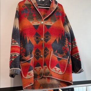 Western Jacket Bohemian Tribal Pattern Button-Up Jacket